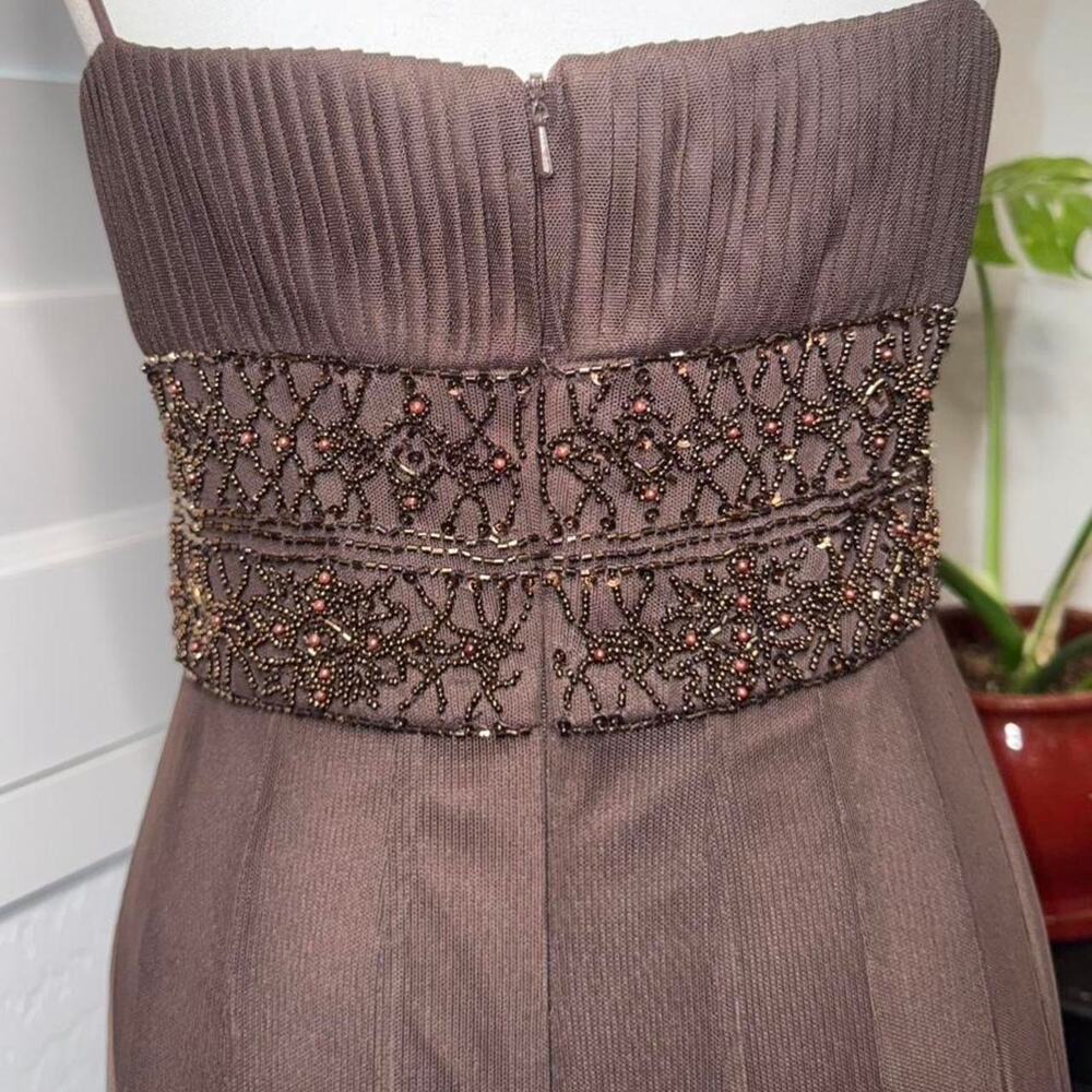 Y2K boho fairycore beaded chocolate brown formal evening maxi dress gown - Picture 7 of 8